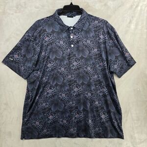 Sunday Swagger XXL‎ Black Floral Print Golf Polo Shirt Mens polyester Wicking